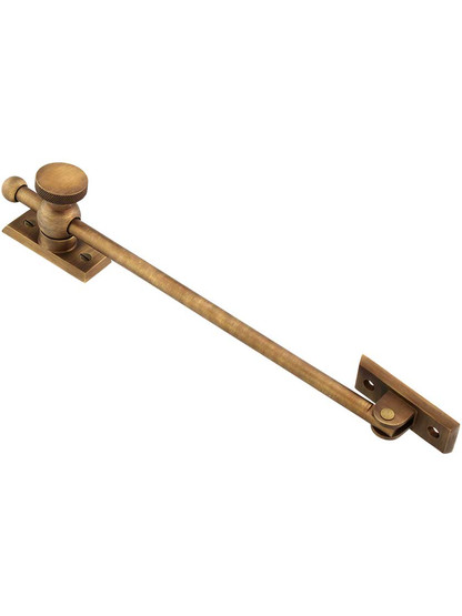 10 inch Premium Casement Window Adjuster with Beveled Bases in Antique Brass.